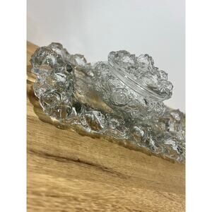 Vintage Goofus Glass Dresser Jar with A Cabbage Rose Design and A Puffy Tray HTF